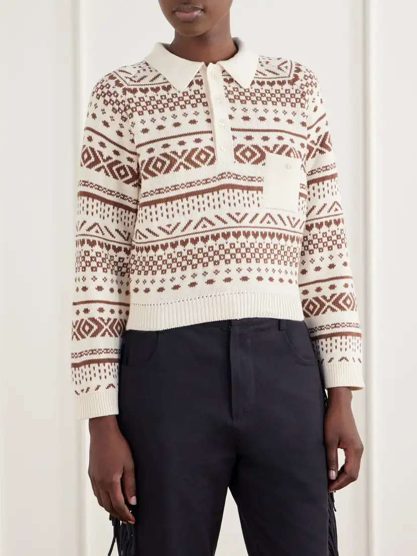 ALIX OF BOHEMIA Liza Frost Fair Isle Cotton Polo Sweater | Thumbnail 3 ALIX OF BOHEMIA Liza Frost Fair Isle Cotton Polo Sweater | Thumbnail 3