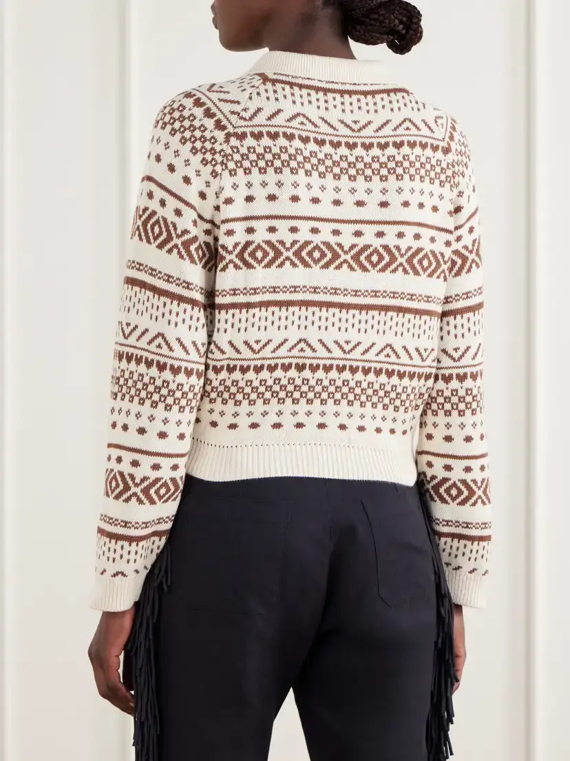 ALIX OF BOHEMIA Liza Frost Fair Isle Cotton Polo Sweater | Thumbnail 4 ALIX OF BOHEMIA Liza Frost Fair Isle Cotton Polo Sweater | Thumbnail 4
