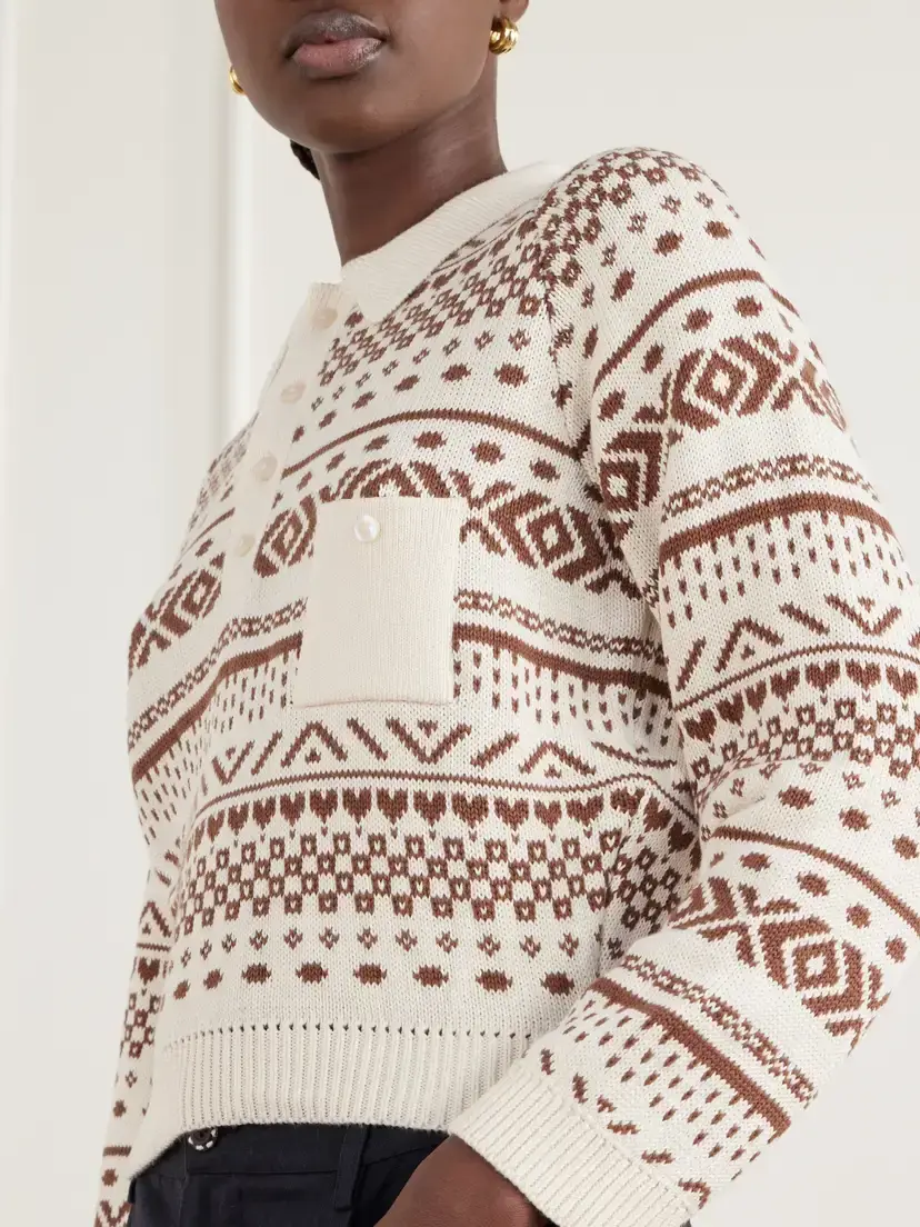 ALIX OF BOHEMIA Liza Frost Fair Isle Cotton Polo Sweater | Thumbnail 5 ALIX OF BOHEMIA Liza Frost Fair Isle Cotton Polo Sweater | Thumbnail 5