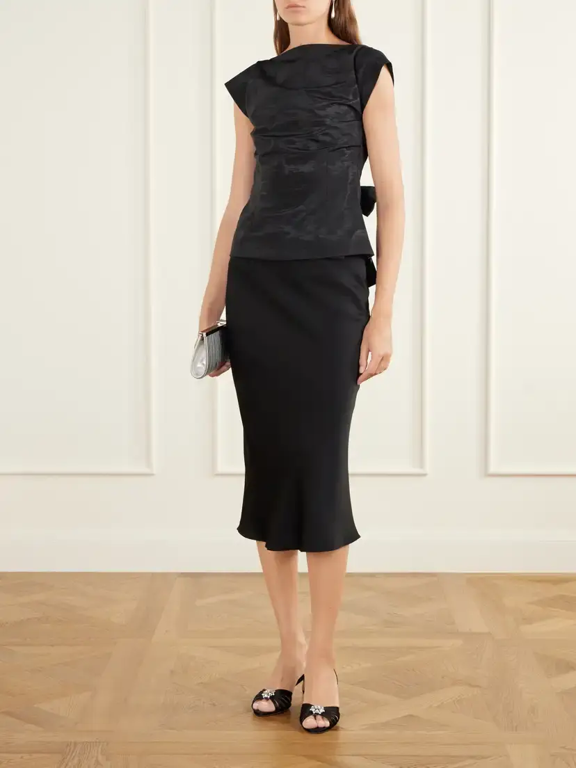 BERNADETTE Chuck Belted Duchess-satin Knee Length Skirt | Thumbnail 2 BERNADETTE Chuck Belted Duchess-satin Knee Length Skirt | Thumbnail 2