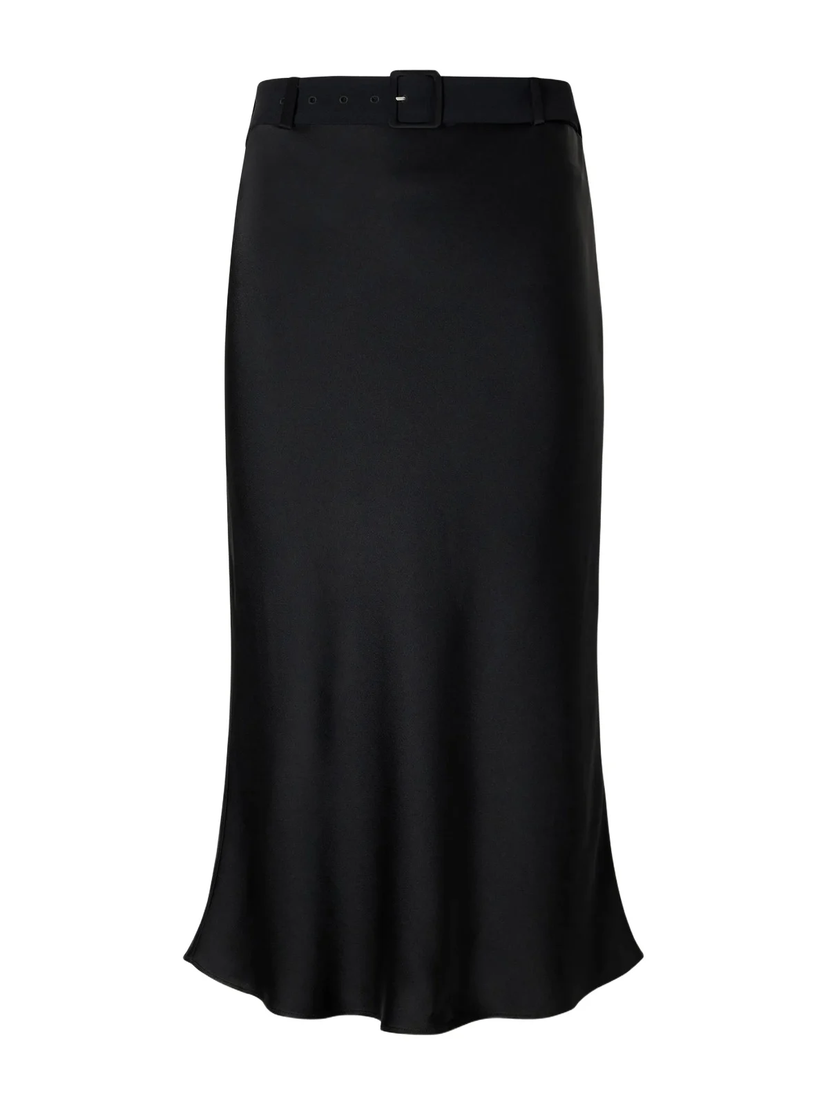 BERNADETTE Chuck Belted Duchess-satin Midi Skirt