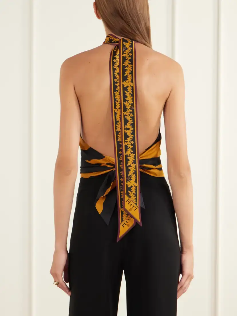 PUCCI Printed Silk-twill Halterneck Top | Thumbnail 3 PUCCI Printed Silk-twill Halterneck Top | Thumbnail 3