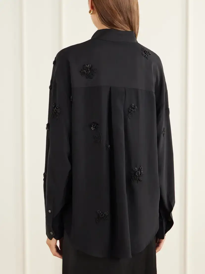 BERNADETTE Everett Floral-embellished Silk Shirt | Thumbnail 3 BERNADETTE Everett Floral-embellished Silk Shirt | Thumbnail 3