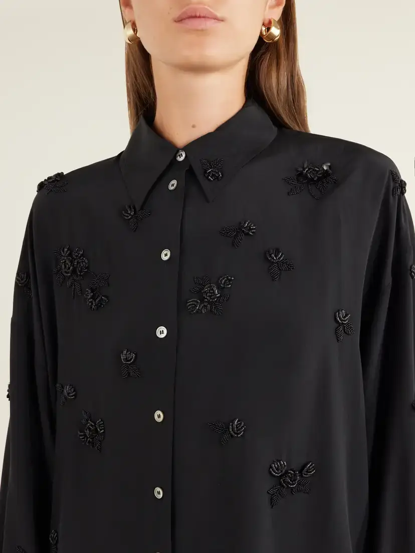 BERNADETTE Everett Floral-embellished Silk Shirt | Thumbnail 4 BERNADETTE Everett Floral-embellished Silk Shirt | Thumbnail 4
