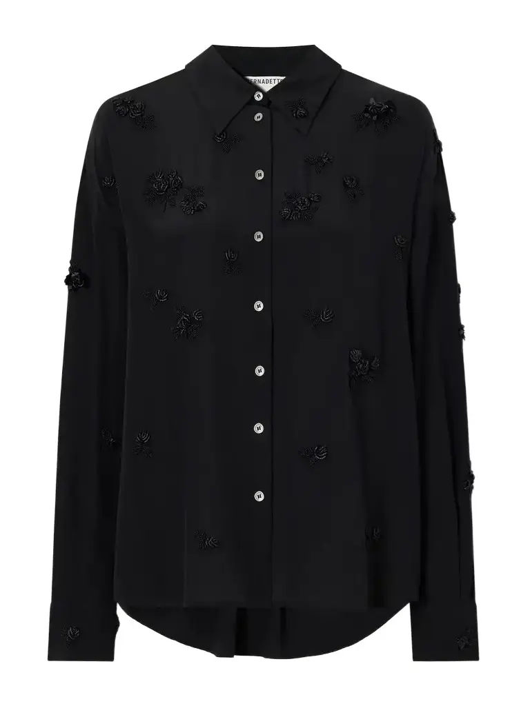 Everett Floral-embellished Silk Shirt Everett Floral-embellished Silk Shirt