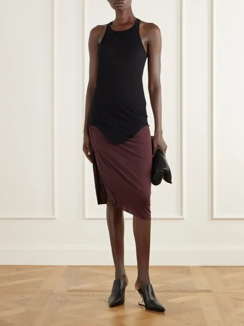Rick Owens Edfu Asymmetric Gathered Jersey Midi Skirt | Thumbnail 2 Rick Owens Edfu Asymmetric Gathered Jersey Midi Skirt | Thumbnail 2