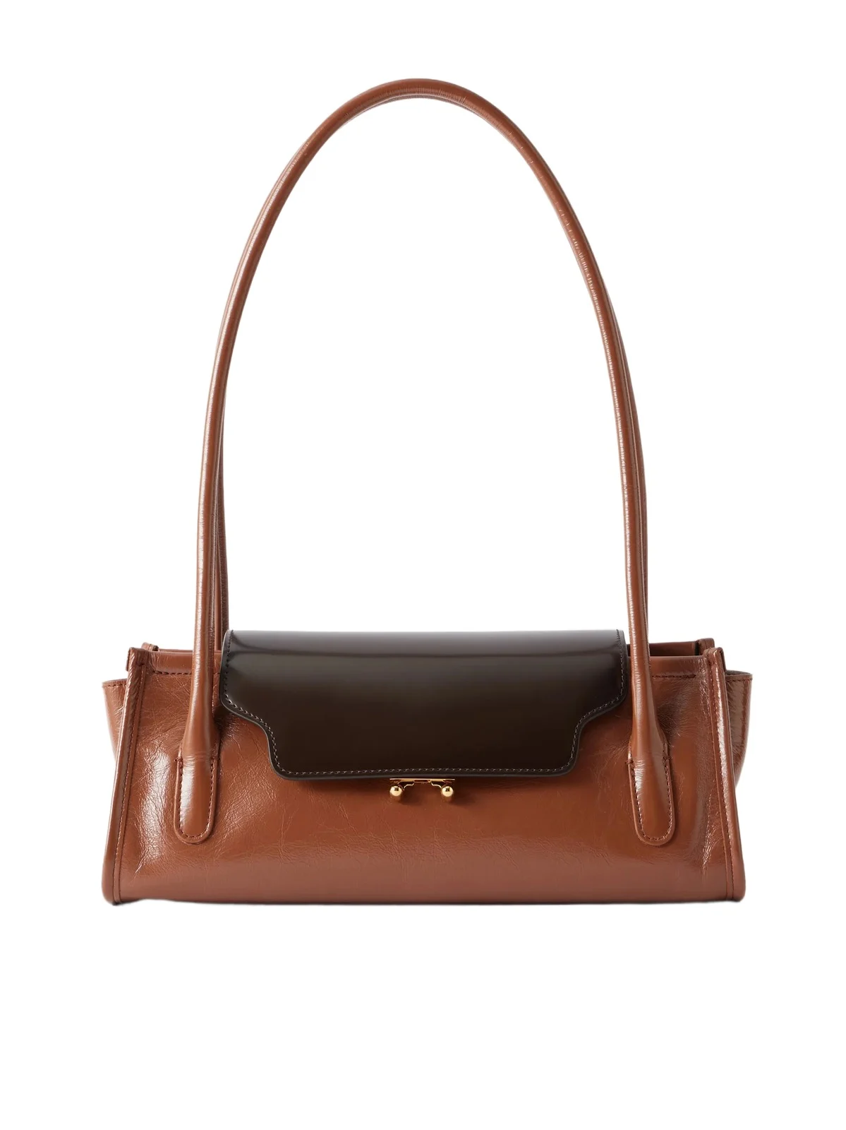 Marni Trunkette Two-tone Crinkled-leather Shoulder Bag