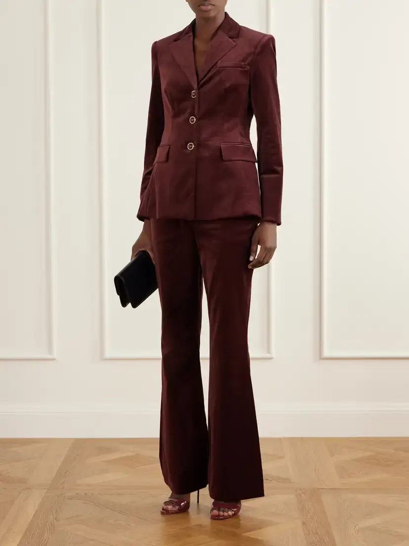 Veronica Beard Gracie Velvet Flared Pants | Thumbnail 2