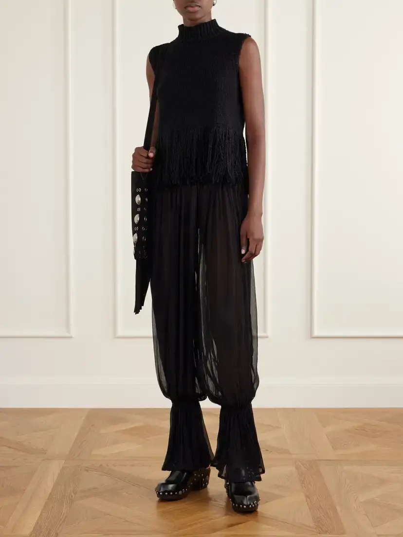 ALIX OF BOHEMIA Keats Onyx Gathered Chiffon Tapered Pants | Thumbnail 2