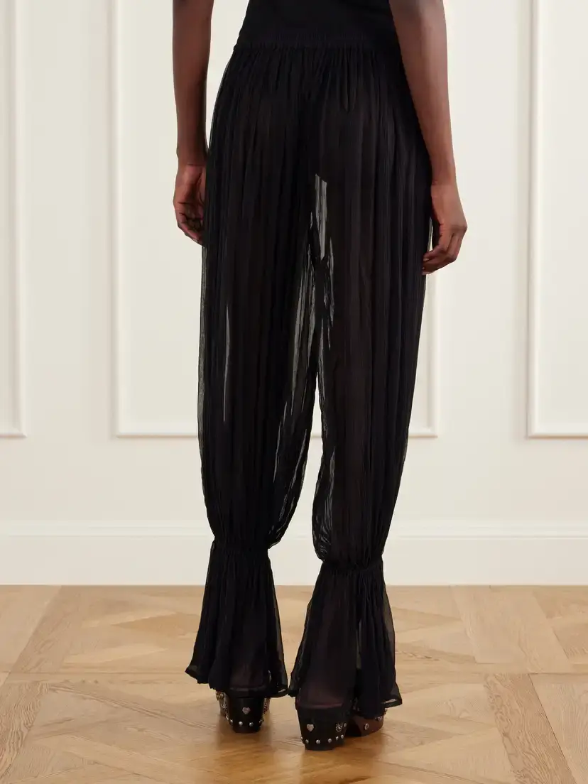 ALIX OF BOHEMIA Keats Onyx Gathered Chiffon Tapered Pants | Thumbnail 4
