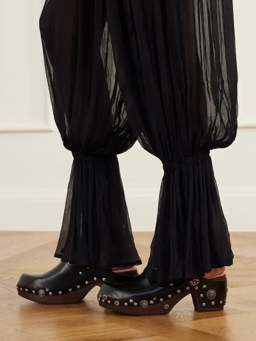 ALIX OF BOHEMIA Keats Onyx Gathered Chiffon Tapered Pants | Thumbnail 5
