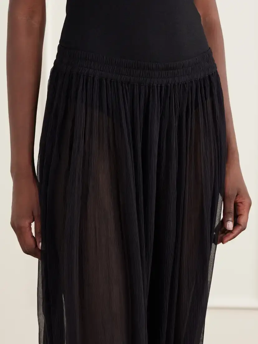 ALIX OF BOHEMIA Keats Onyx Gathered Chiffon Tapered Pants | Thumbnail 6