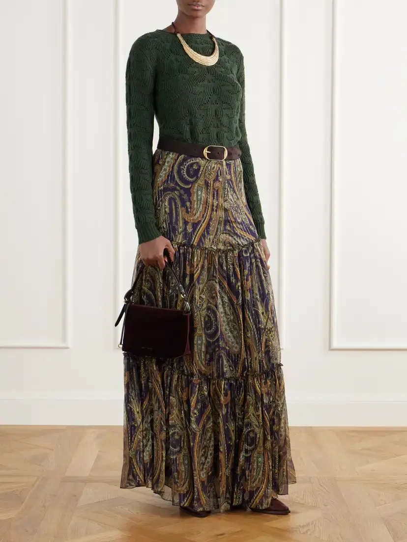 Etro Logo-embroidered Leather-trimmed Velvet Shoulder Bag | Thumbnail 3