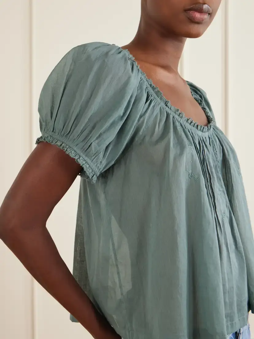 DÔEN Frederica Lace-trimmed Organic Cotton-voile Blouse | Thumbnail 5 DÔEN Frederica Lace-trimmed Organic Cotton-voile Blouse | Thumbnail 5