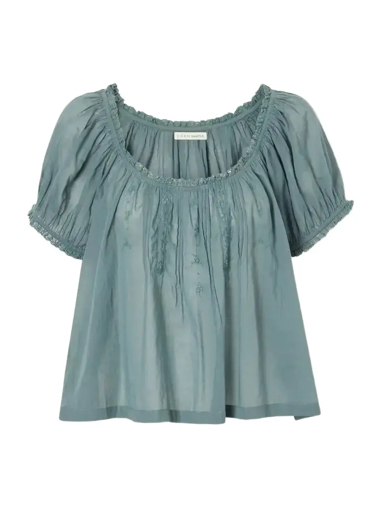 DÔEN Frederica Lace-trimmed Organic Cotton-voile Blouse