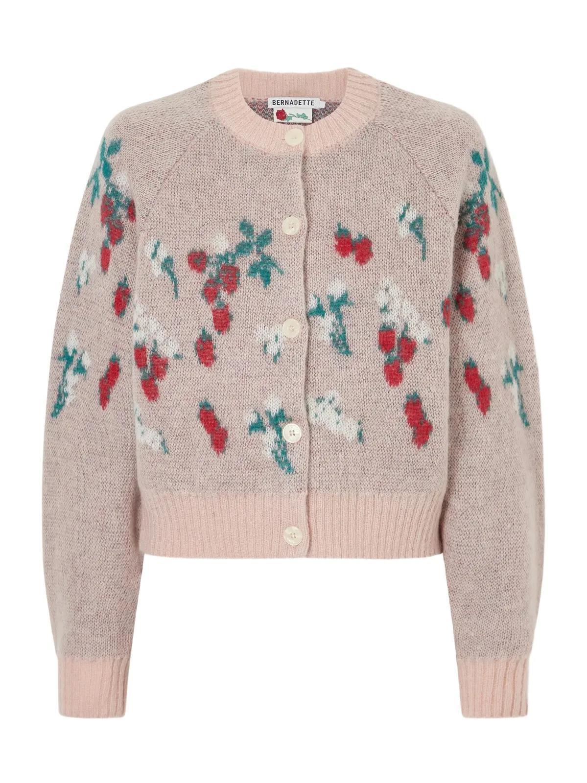 BERNADETTE Amelia Intarsia-knit Mohair-blend Cardigan