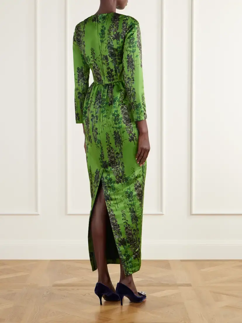 BERNADETTE Lenny Gathered Floral-print Satin Midi Dress | Thumbnail 3 BERNADETTE Lenny Gathered Floral-print Satin Midi Dress | Thumbnail 3