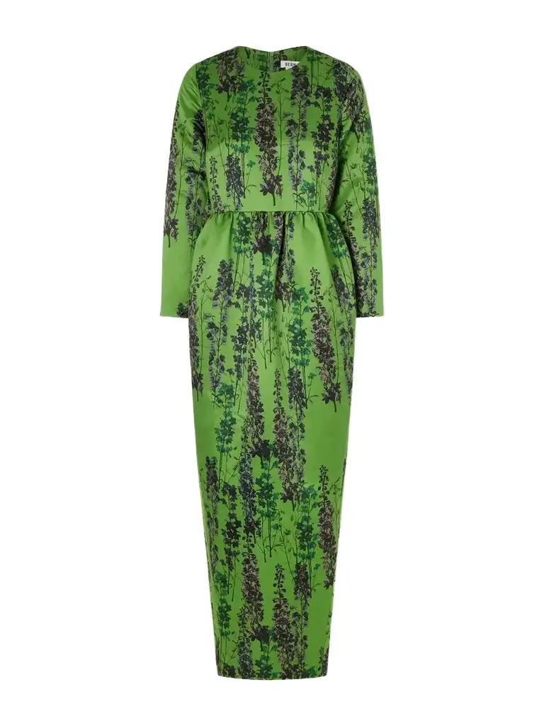 Lenny Gathered Floral-print Satin Midi Dress