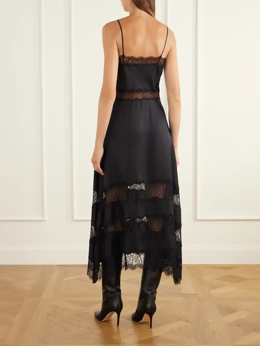 Ulla Johnson Coco Lace-trimmed Silk-satin Midi Dress | Thumbnail 3 Ulla Johnson Coco Lace-trimmed Silk-satin Midi Dress | Thumbnail 3