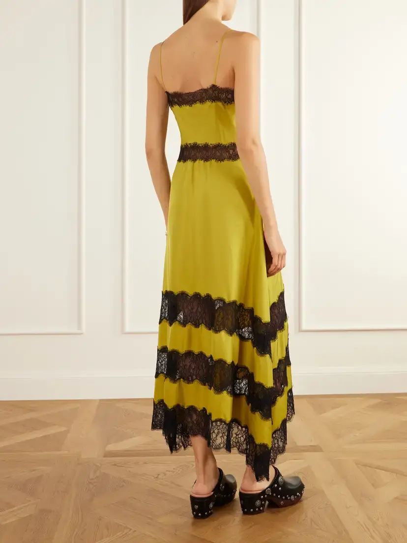 Ulla Johnson Coco Lace-trimmed Silk-satin Midi Dress | Thumbnail 3 Ulla Johnson Coco Lace-trimmed Silk-satin Midi Dress | Thumbnail 3