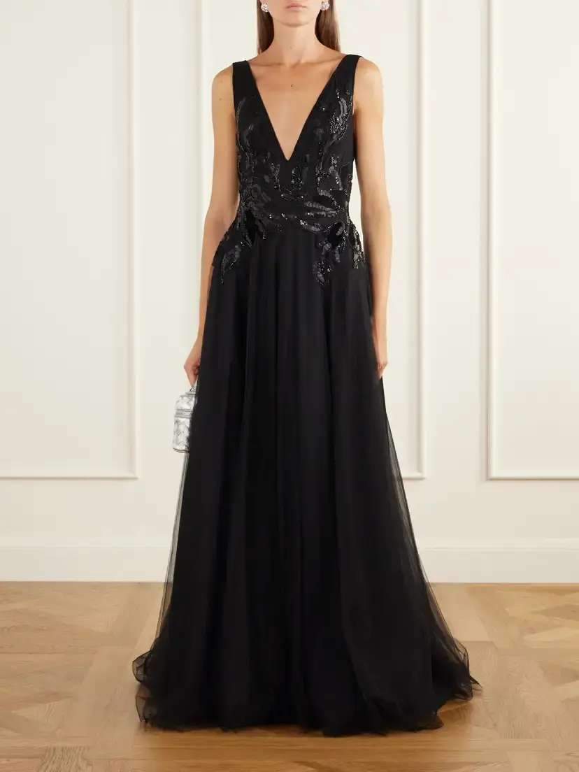 Costarellos Vianna Embellished Velvet-trimmed Tulle Gown | Thumbnail 2