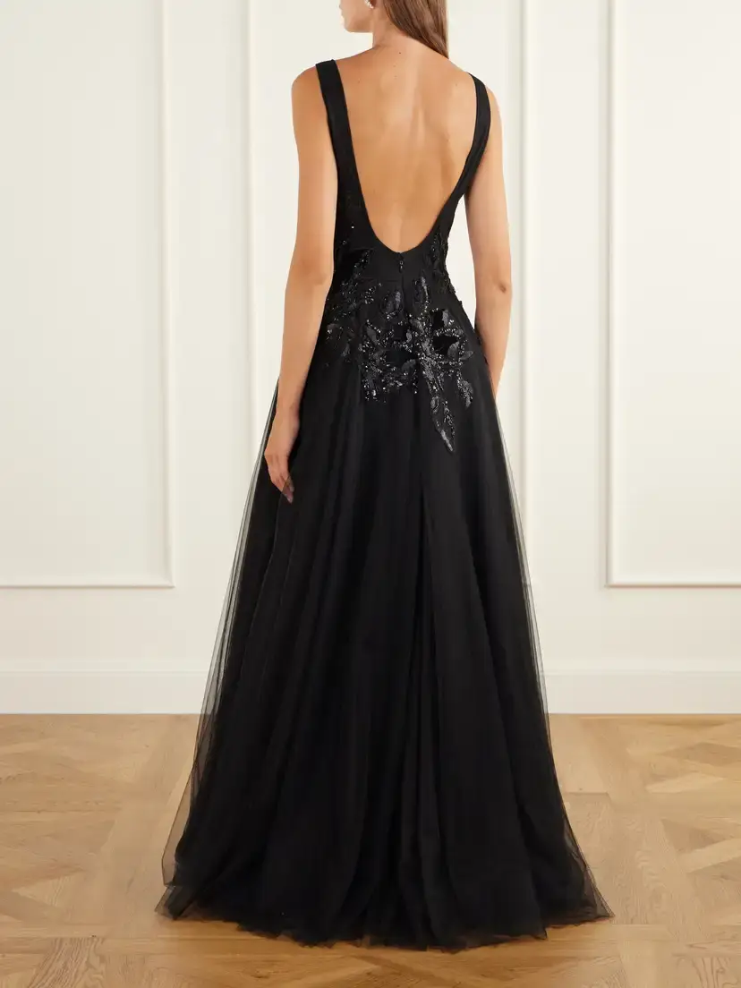 Costarellos Vianna Embellished Velvet-trimmed Tulle Gown | Thumbnail 3