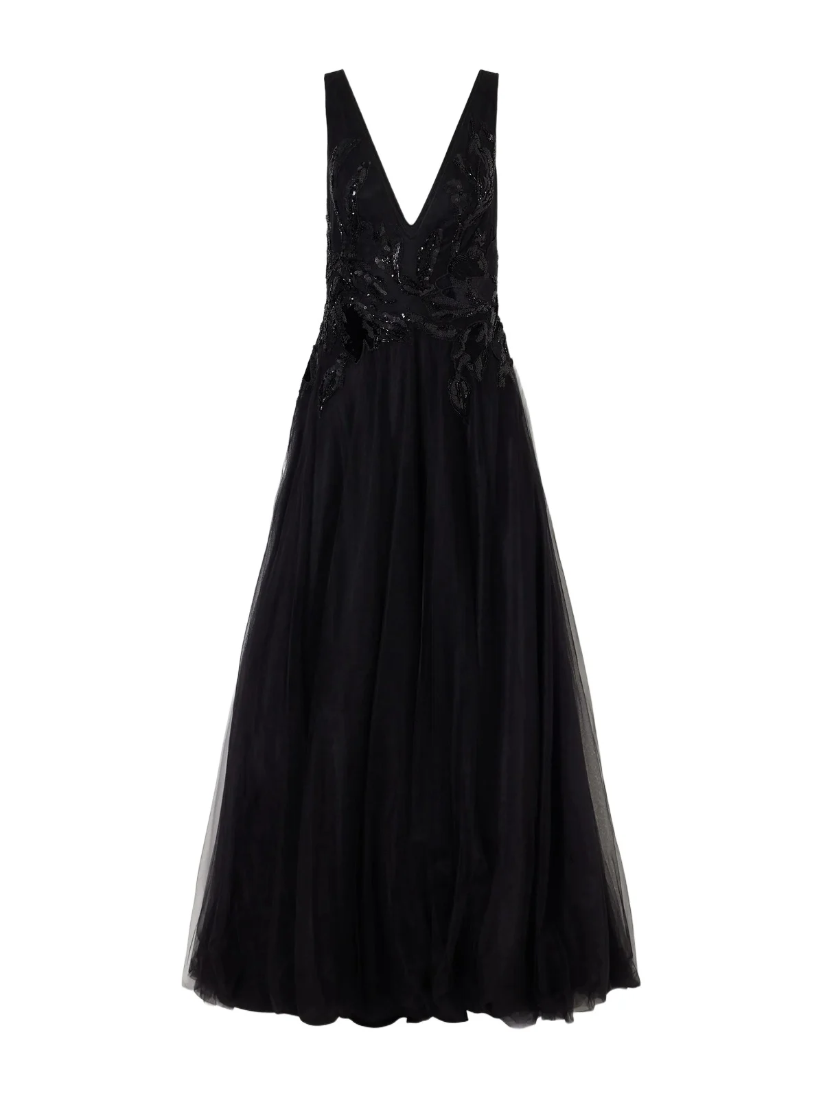 Vianna Embellished Velvet-trimmed Tulle Gown