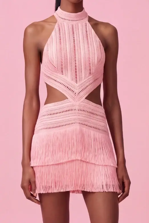 PatBo PETAL FRINGE HALTERNECK MINI DRESS | Thumbnail 2 PatBo PETAL FRINGE HALTERNECK MINI DRESS | Thumbnail 2