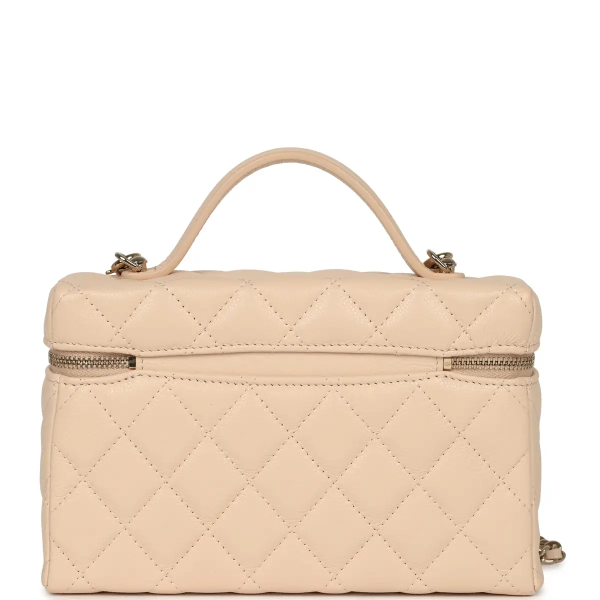 Chanel Chanel Top Handle Long Vanity Case with Chain Beige Shiny Caviar Light Gold Hardware | Thumbnail 4 Chanel Chanel Top Handle Long Vanity Case with Chain Beige Shiny Caviar Light Gold Hardware | Thumbnail 4
