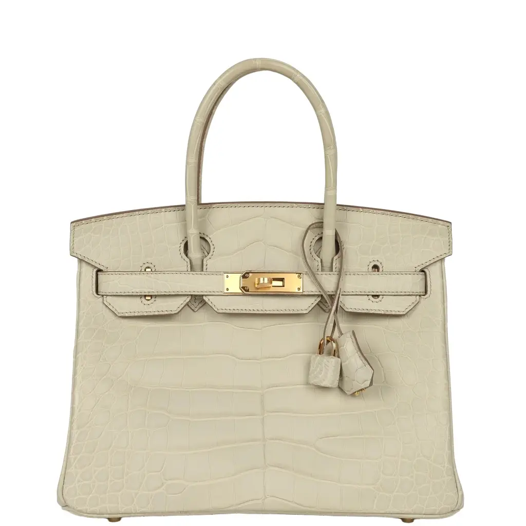 HERMÈS Hermes Birkin 30 Beton Matte Alligator Gold Hardware