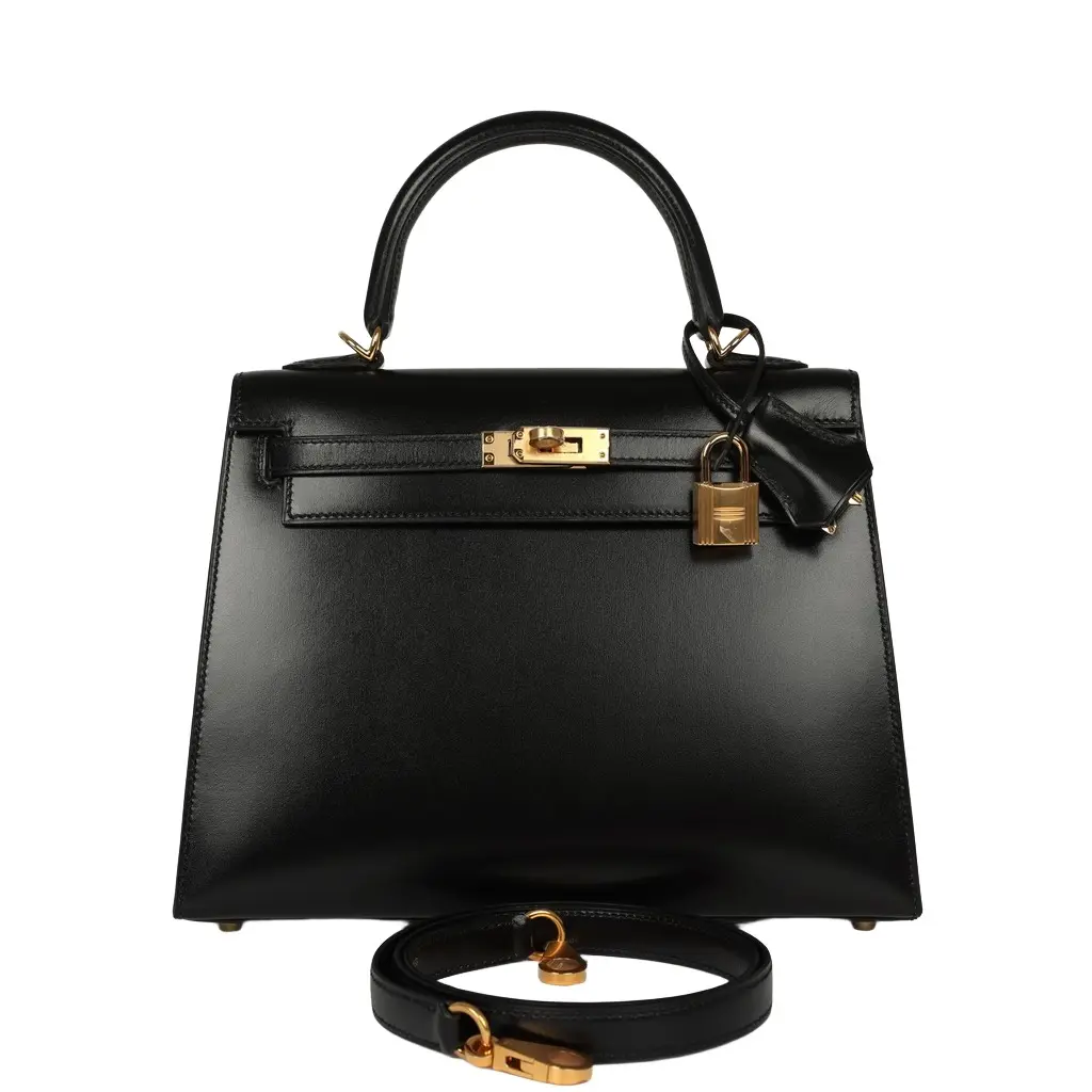 Hermes Kelly Sellier 25 Black Box Gold Hardware Hermes Kelly Sellier 25 Black Box Gold Hardware