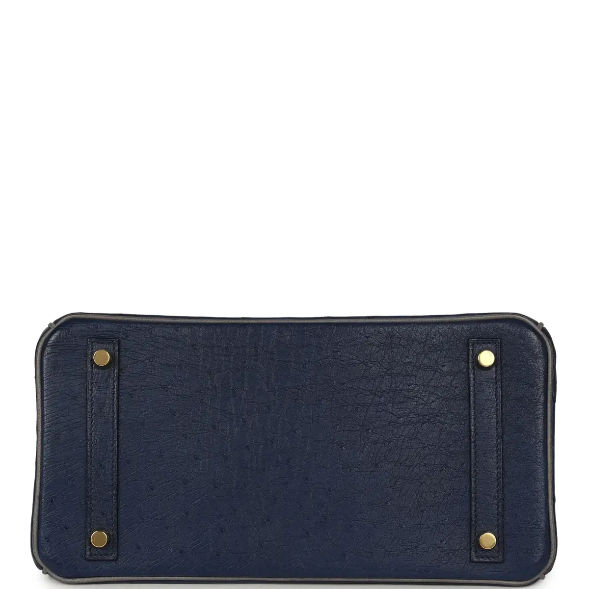 HERMÈS Hermes Special Order (HSS) Birkin 30 Bleu Iris, Gris Agate Ostrich Brushed Gold Hardware | Thumbnail 6