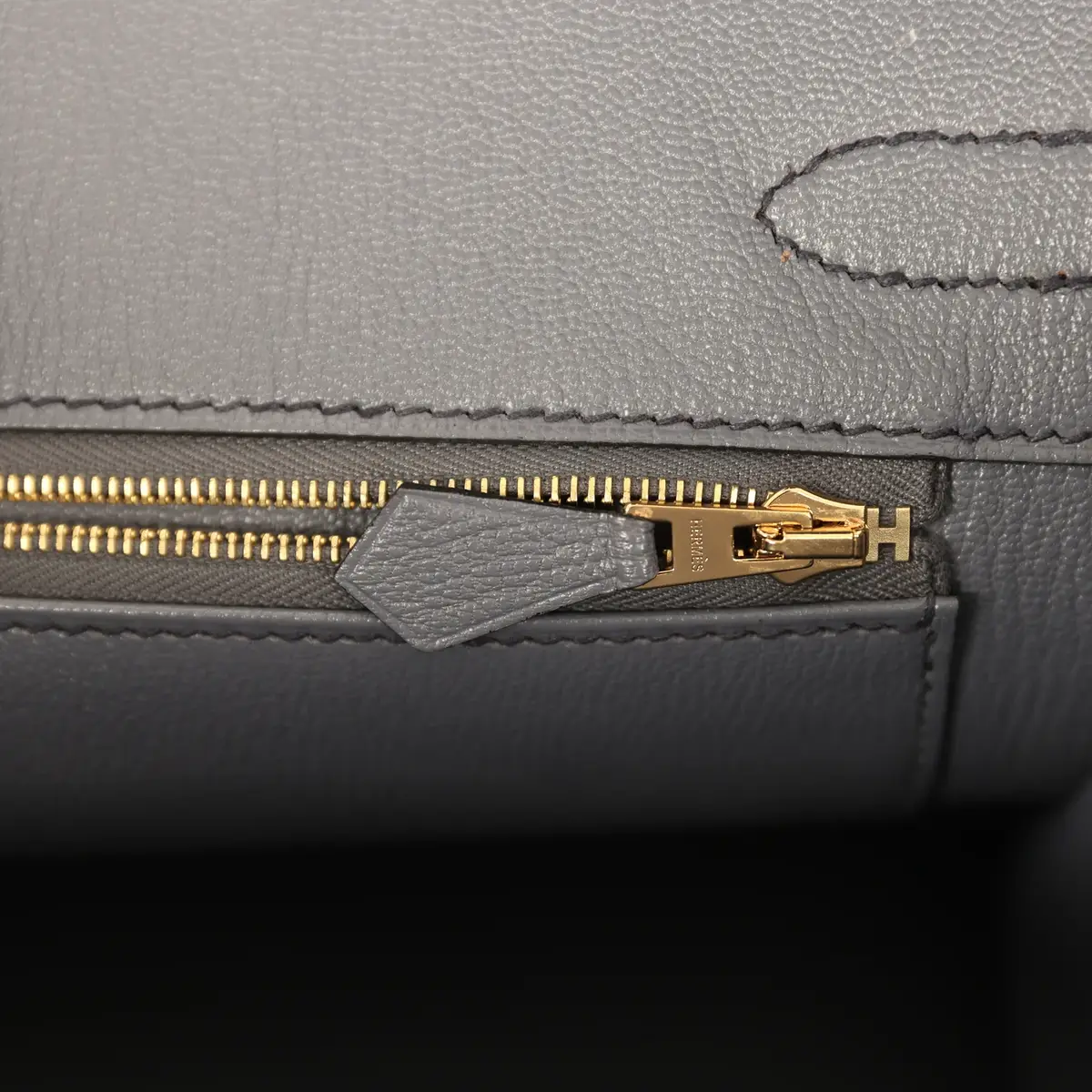 HERMÈS Hermes Special Order (HSS) Birkin 30 Bleu Iris, Gris Agate Ostrich Brushed Gold Hardware | Thumbnail 9