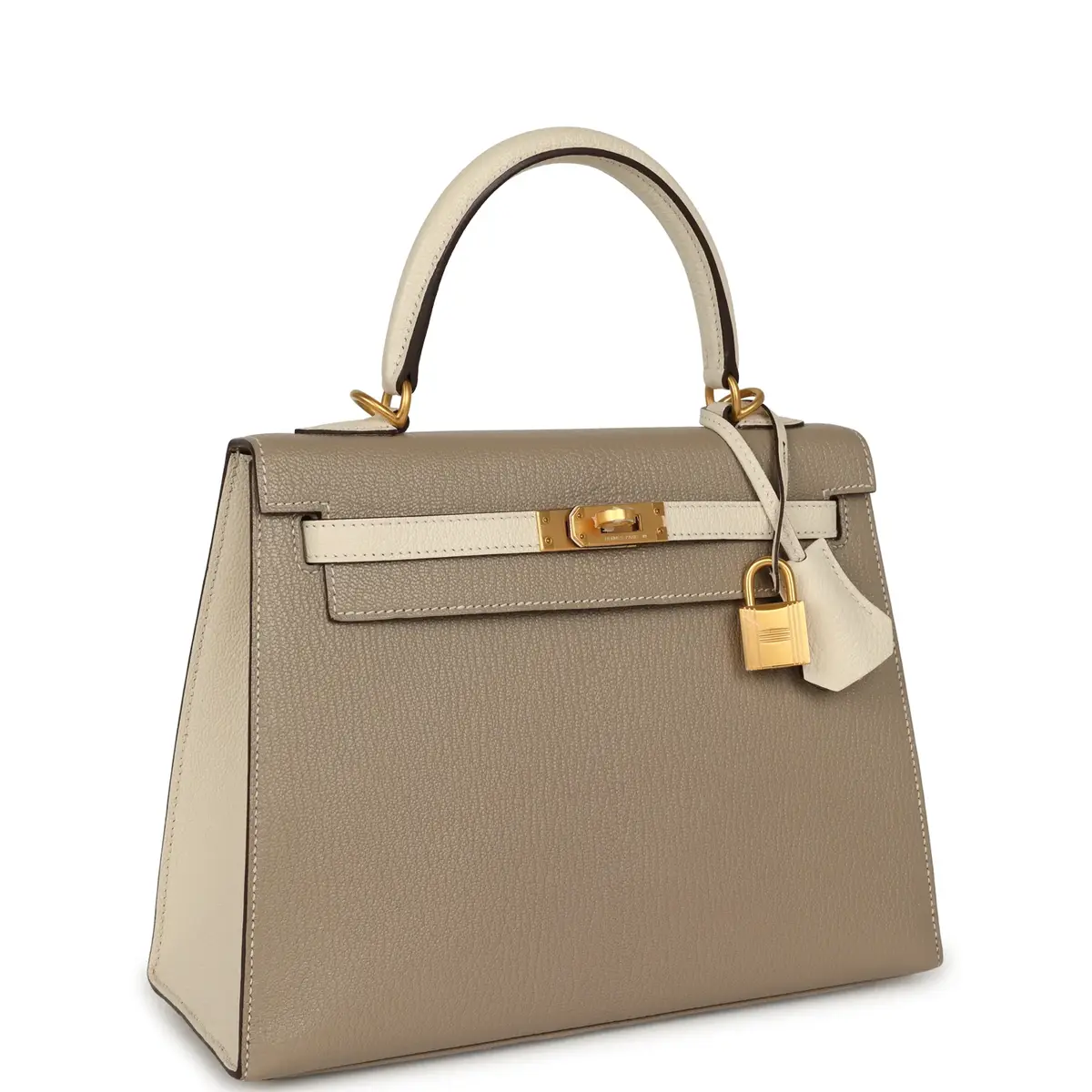 HERMÈS Hermes Special Order (HSS) Kelly Sellier 25 Gris Tourterelle, Nata Chevre Mysore Brushed Gold Hardware | Thumbnail 2 HERMÈS Hermes Special Order (HSS) Kelly Sellier 25 Gris Tourterelle, Nata Chevre Mysore Brushed Gold Hardware | Thumbnail 2