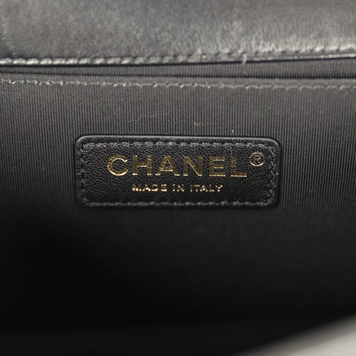 Chanel Pre-owned Chanel Medium Braided Chevron Boy Bag Black & White Fabric, Black Calfskin Antique Gold Hardware | Thumbnail 9 Chanel Pre-owned Chanel Medium Braided Chevron Boy Bag Black & White Fabric, Black Calfskin Antique Gold Hardware | Thumbnail 9