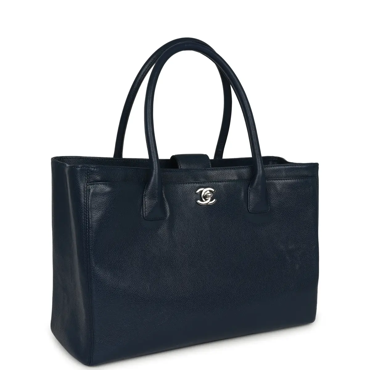 Chanel Pre-owned Chanel Medium Executive Cerf Tote Bag Navy Grained Calfskin Silver Hardware | Thumbnail 2 Chanel Pre-owned Chanel Medium Executive Cerf Tote Bag Navy Grained Calfskin Silver Hardware | Thumbnail 2