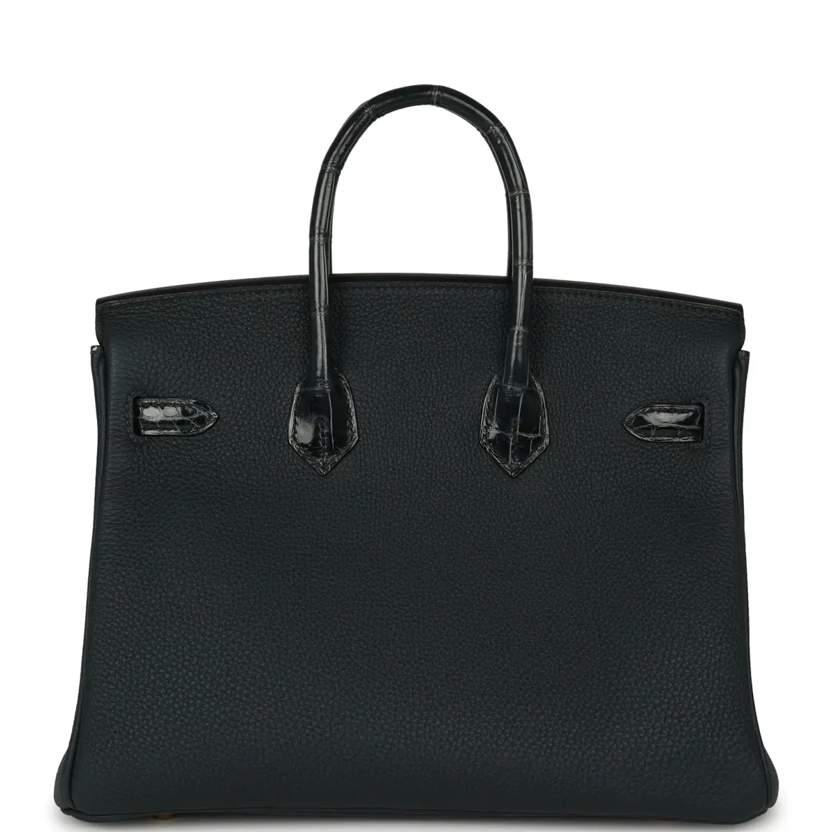 HERMÈS Pre-owned Hermes Birkin 25 Vert Rousseau Togo, Shiny Niloticus Crocodile Touch Gold Hardware | Thumbnail 3