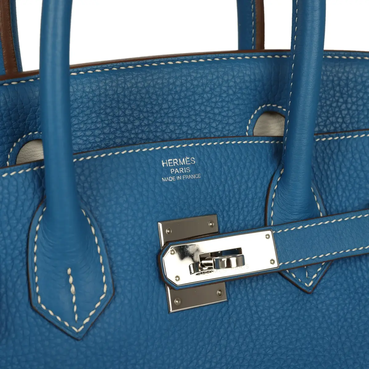 HERMÈS Pre-owned Hermes Eclat Birkin 30 Mykonos, White Clemence Palladium Hardware | Thumbnail 7 HERMÈS Pre-owned Hermes Eclat Birkin 30 Mykonos, White Clemence Palladium Hardware | Thumbnail 7