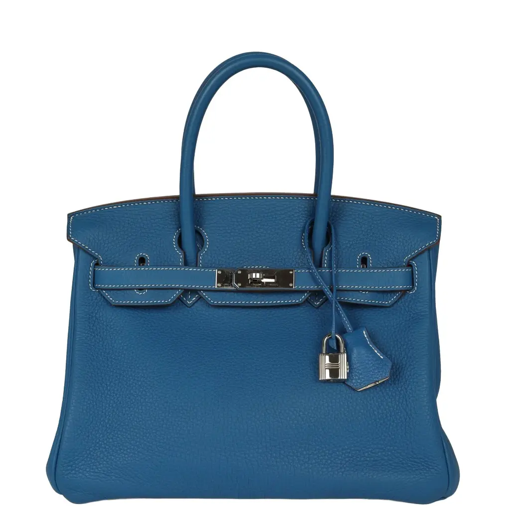 Pre-owned Hermes Eclat Birkin 30 Mykonos, White Clemence Palladium Hardware Pre-owned Hermes Eclat Birkin 30 Mykonos, White Clemence Palladium Hardware
