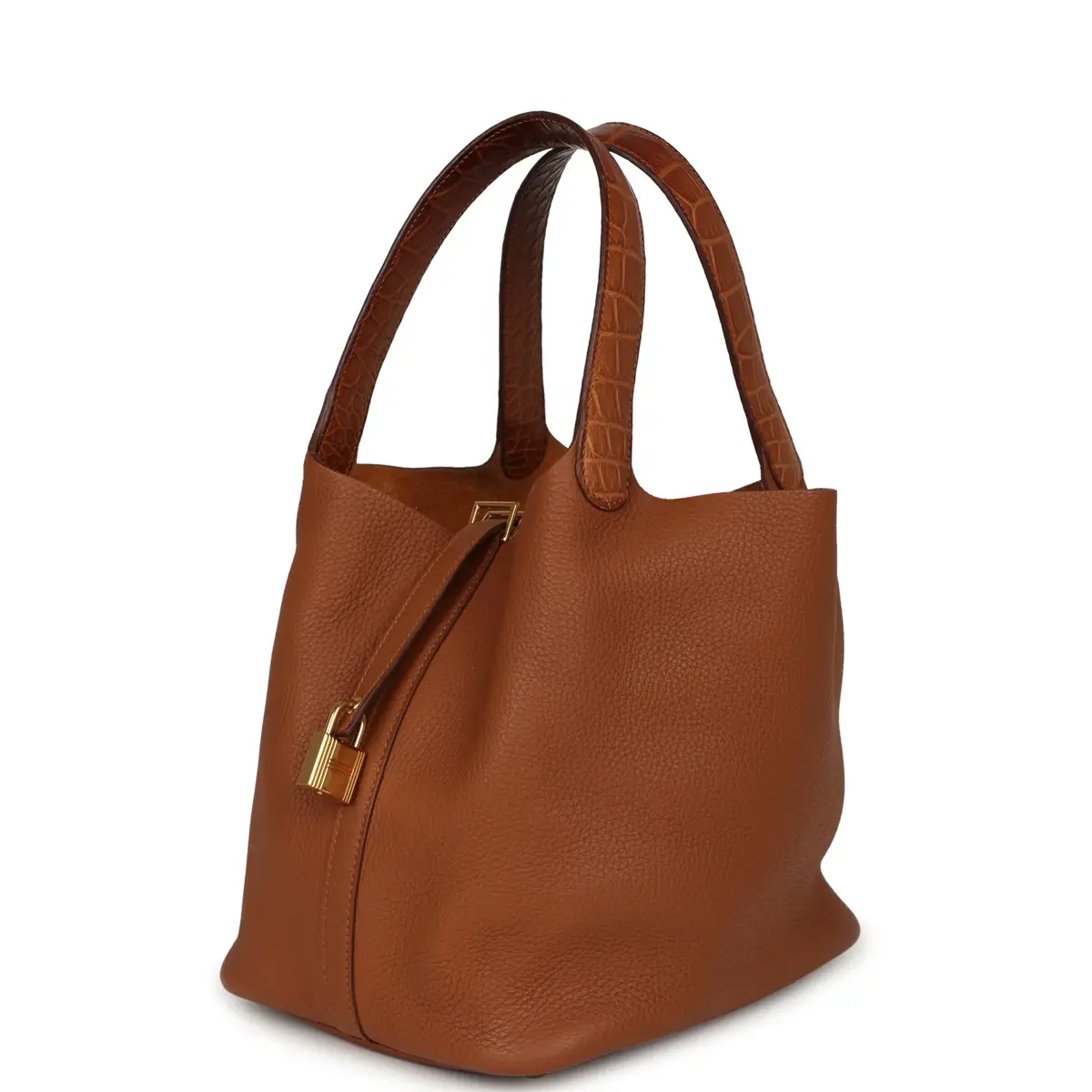 HERMÈS Pre-owned Hermes Picotin 22 Gold Clemence, Matte Alligator Touch Gold Hardware | Thumbnail 5 HERMÈS Pre-owned Hermes Picotin 22 Gold Clemence, Matte Alligator Touch Gold Hardware | Thumbnail 5