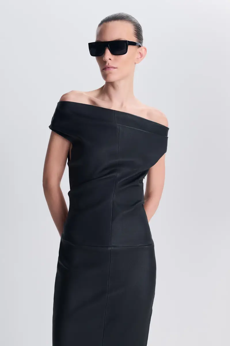 Simkhai Vessia Leather Midi Dress | Thumbnail 3 Simkhai Vessia Leather Midi Dress | Thumbnail 3