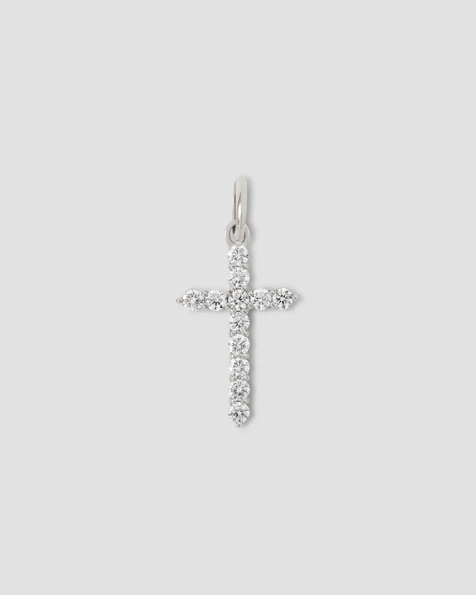 Jennifer Fisher Jennifer Fisher Medium Floating Diamond Cross 18K White Gold | Thumbnail 2 Jennifer Fisher Jennifer Fisher Medium Floating Diamond Cross 18K White Gold | Thumbnail 2