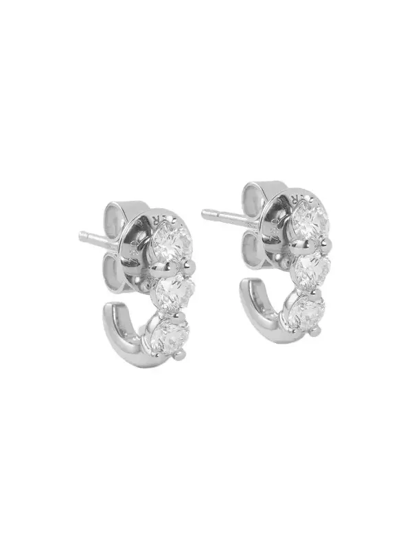 Jennifer Fisher Floating Three Diamond Huggies 18K White Gold