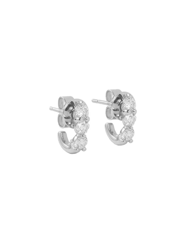 Jennifer Fisher Floating Three Diamond Huggies 18K White Gold Jennifer Fisher Floating Three Diamond Huggies 18K White Gold