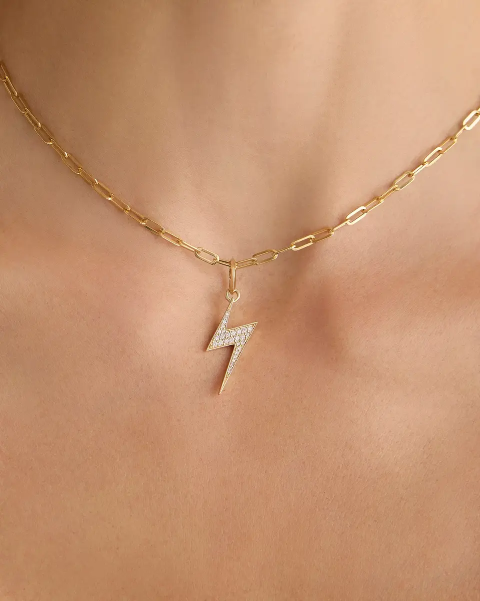 Jennifer Fisher Jennifer Fisher Lightning Bolt Charm with Pavé White Diamonds | Thumbnail 2 Jennifer Fisher Jennifer Fisher Lightning Bolt Charm with Pavé White Diamonds | Thumbnail 2