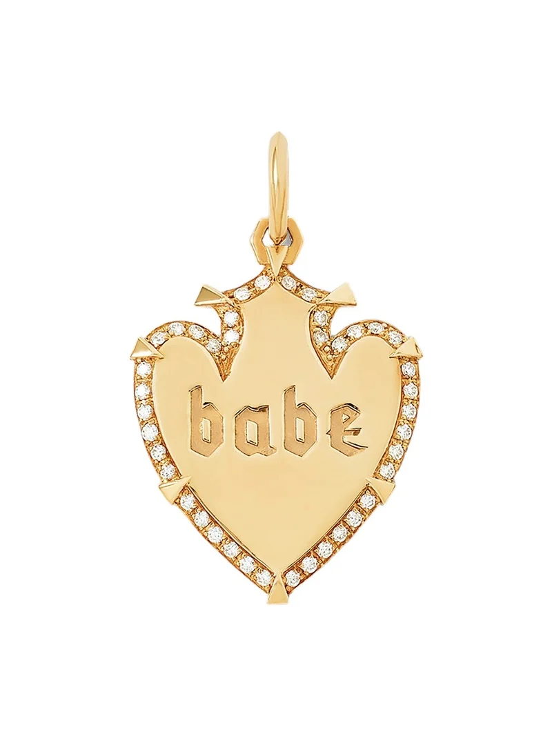 Jennifer Fisher Jennifer Fisher Personalized Heart Shield with Pave White Diamonds in 18K Yellow Gold