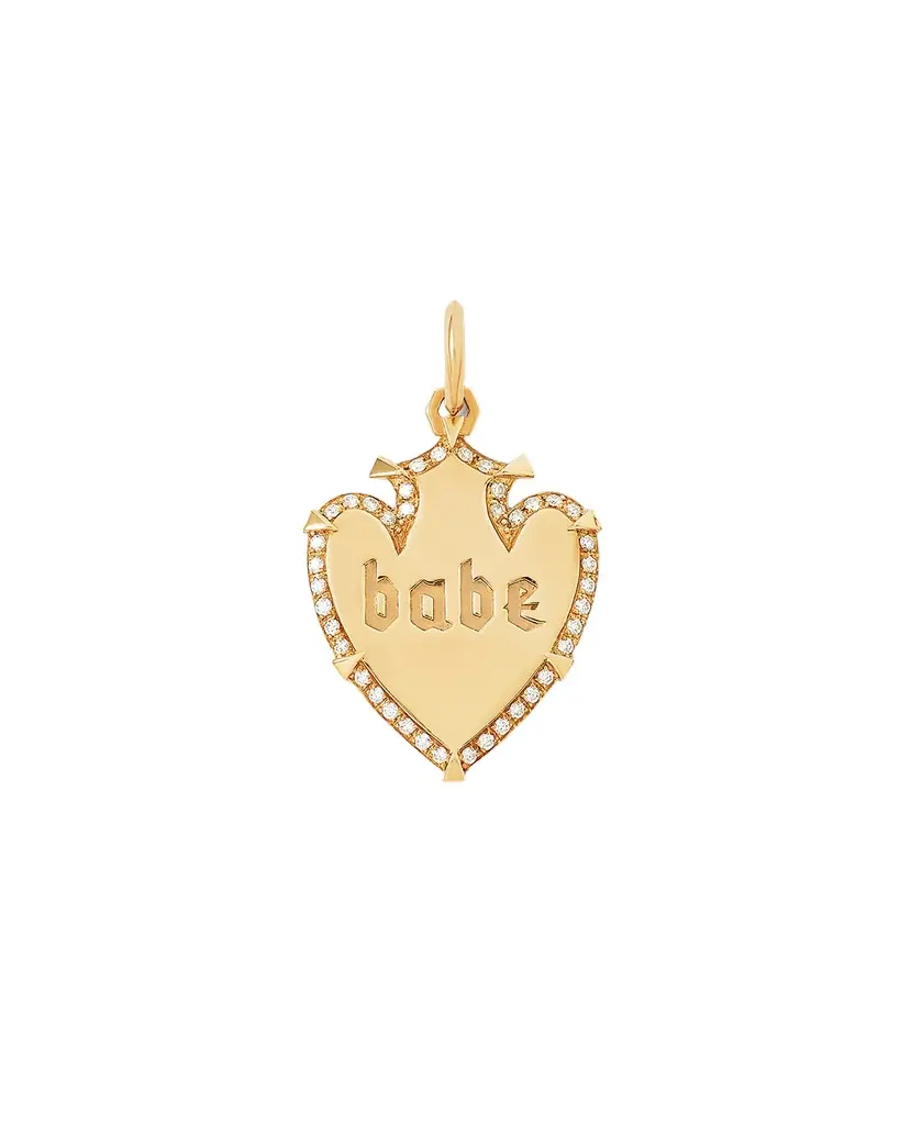 Jennifer Fisher Jennifer Fisher Personalized Heart Shield with Pave White Diamonds in 18K Yellow Gold