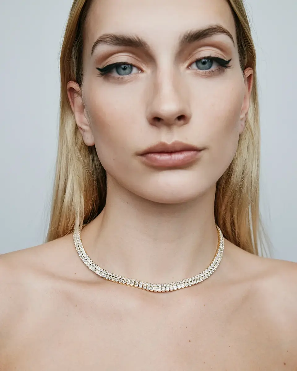 Jennifer Fisher Jennifer Fisher Lab Diamond Cushion Cut Double Choker 18K Yellow Gold