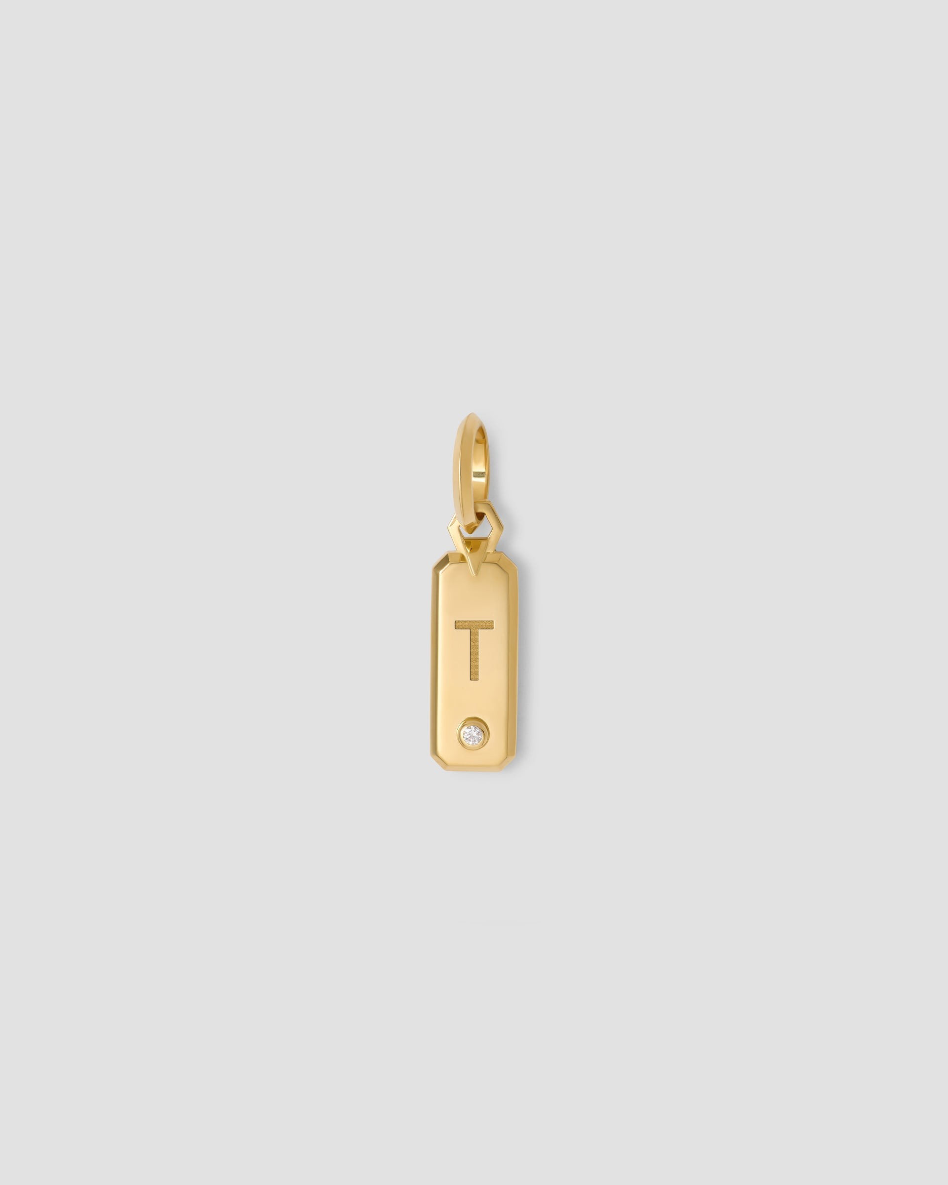 Jennifer Fisher Minimal Block Letter Dog Tag in 18K Yellow Gold T