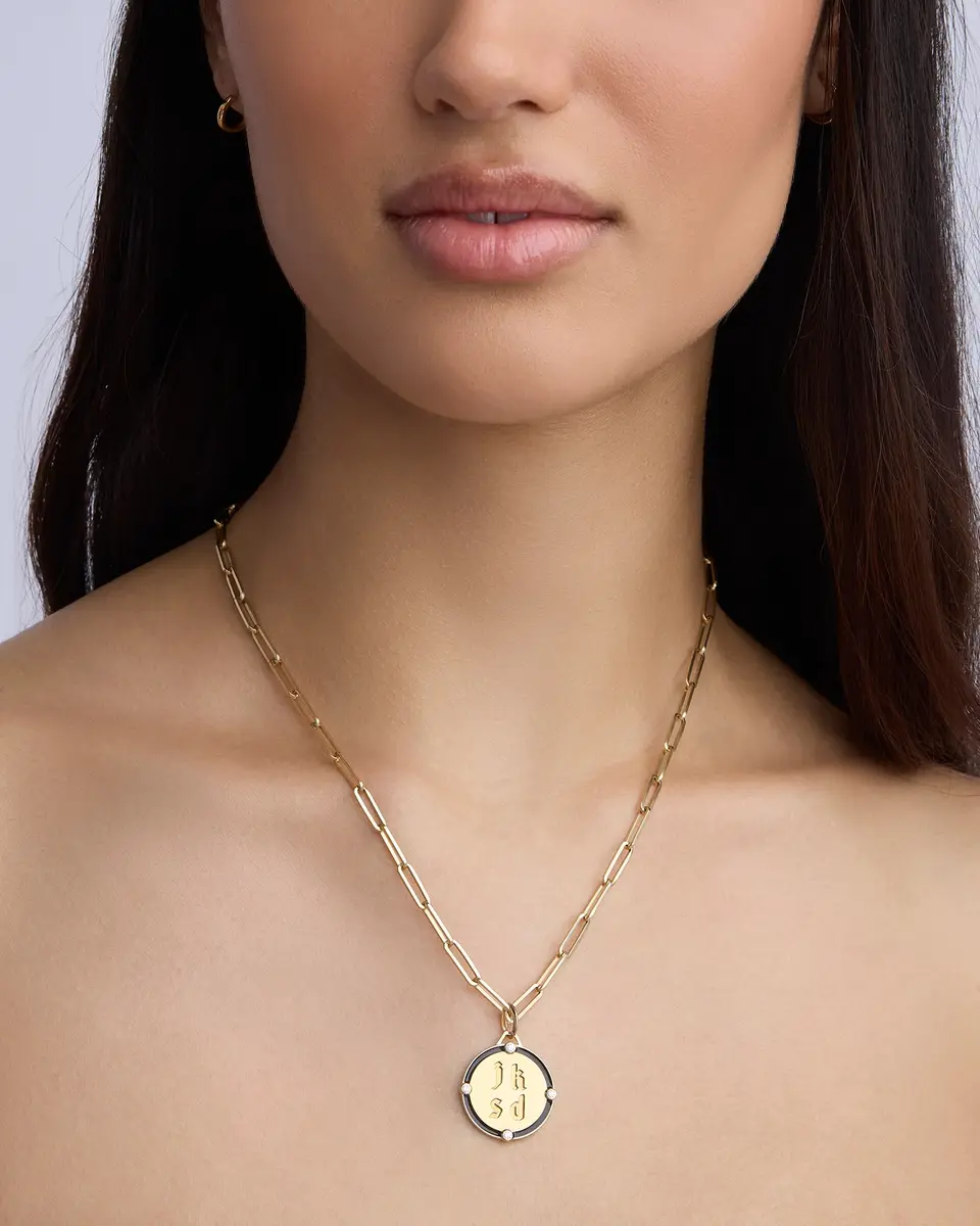 Jennifer Fisher Jennifer Fisher Personalized Circle Charm Homecoming Edition in 18K Yellow Gold | Thumbnail 2 Jennifer Fisher Jennifer Fisher Personalized Circle Charm Homecoming Edition in 18K Yellow Gold | Thumbnail 2